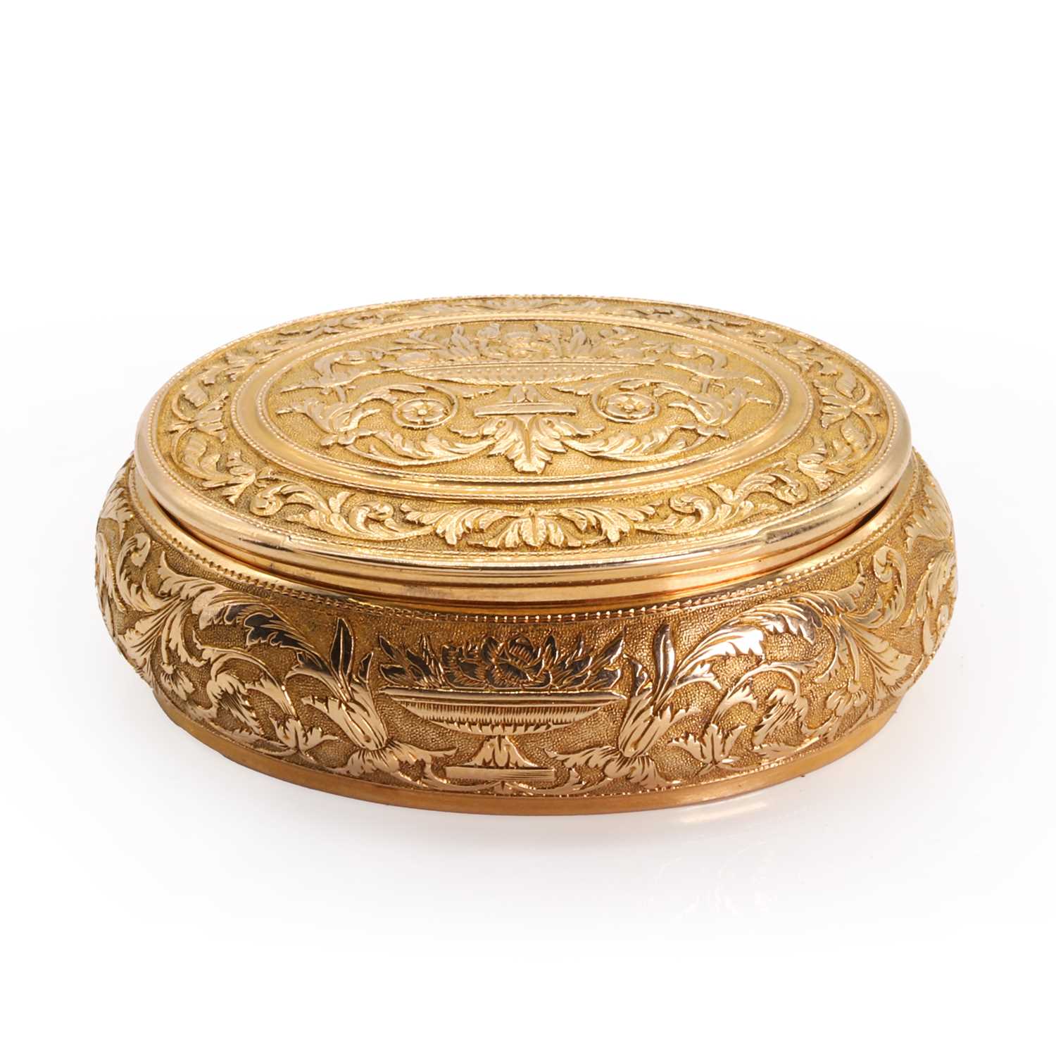 A French gold oval snuffbox,