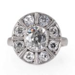 An Art Deco diamond panel ring,