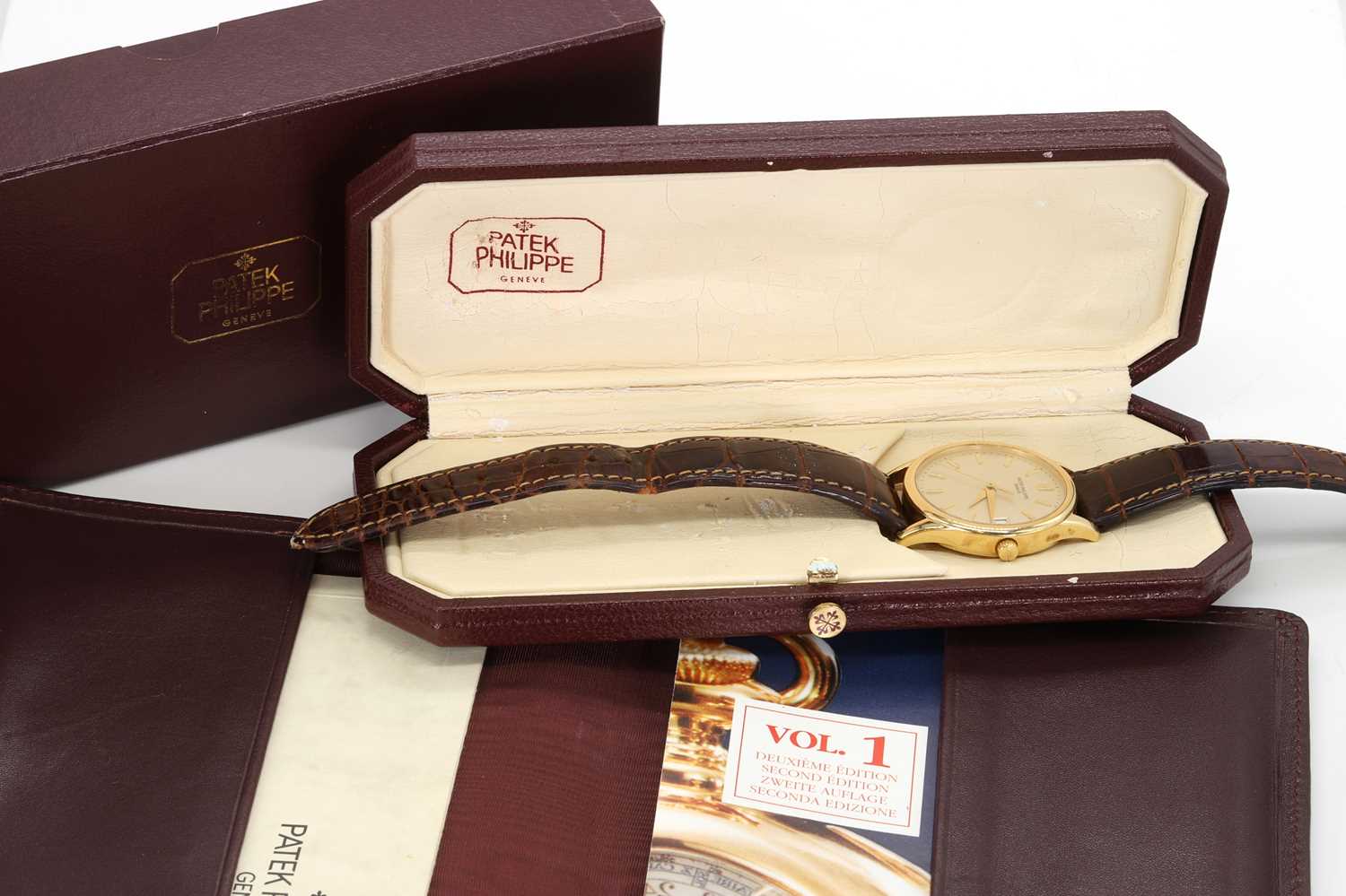 A gentlemen’s 18ct gold Patek Philippe Calatrava automatic strap watch, - Image 2 of 7