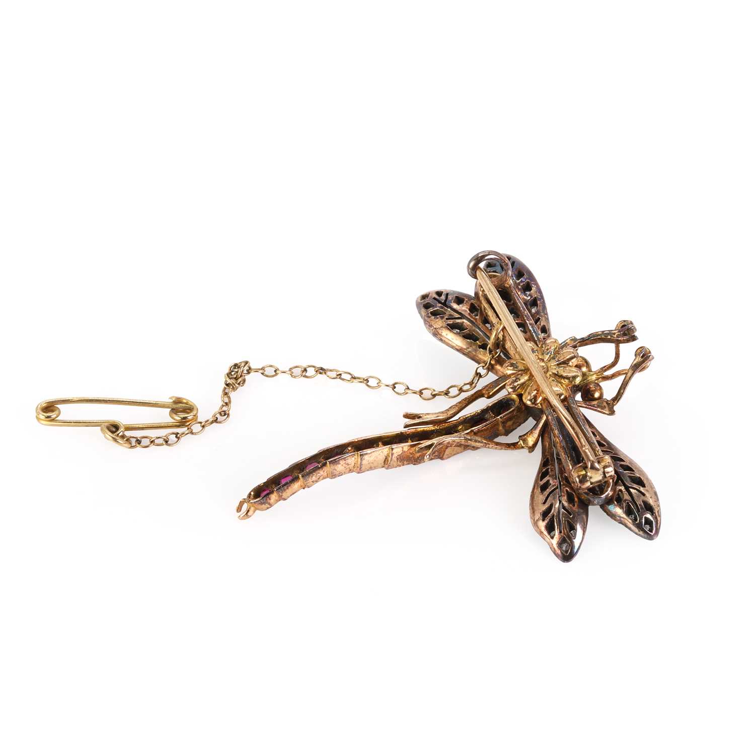 A diamond and gemstone set dragonfly brooch, c.1890, - Image 4 of 4