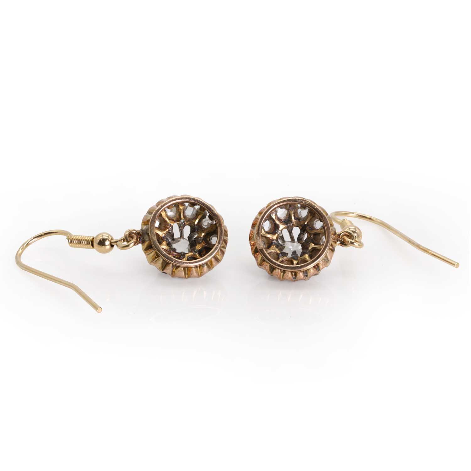 A pair of Edwardian diamond cluster drop earrings, c.1900, - Image 2 of 2