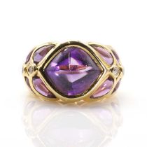 An 18ct gold amethyst and diamond ring retailed by David Morris, c.1990,
