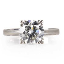 A white gold single stone diamond ring,