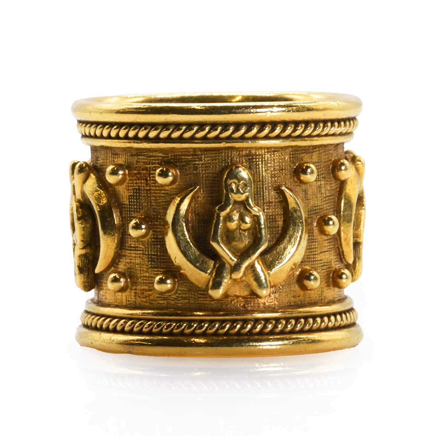 An 18ct gold zodiac ring, by Elizabeth Gage,