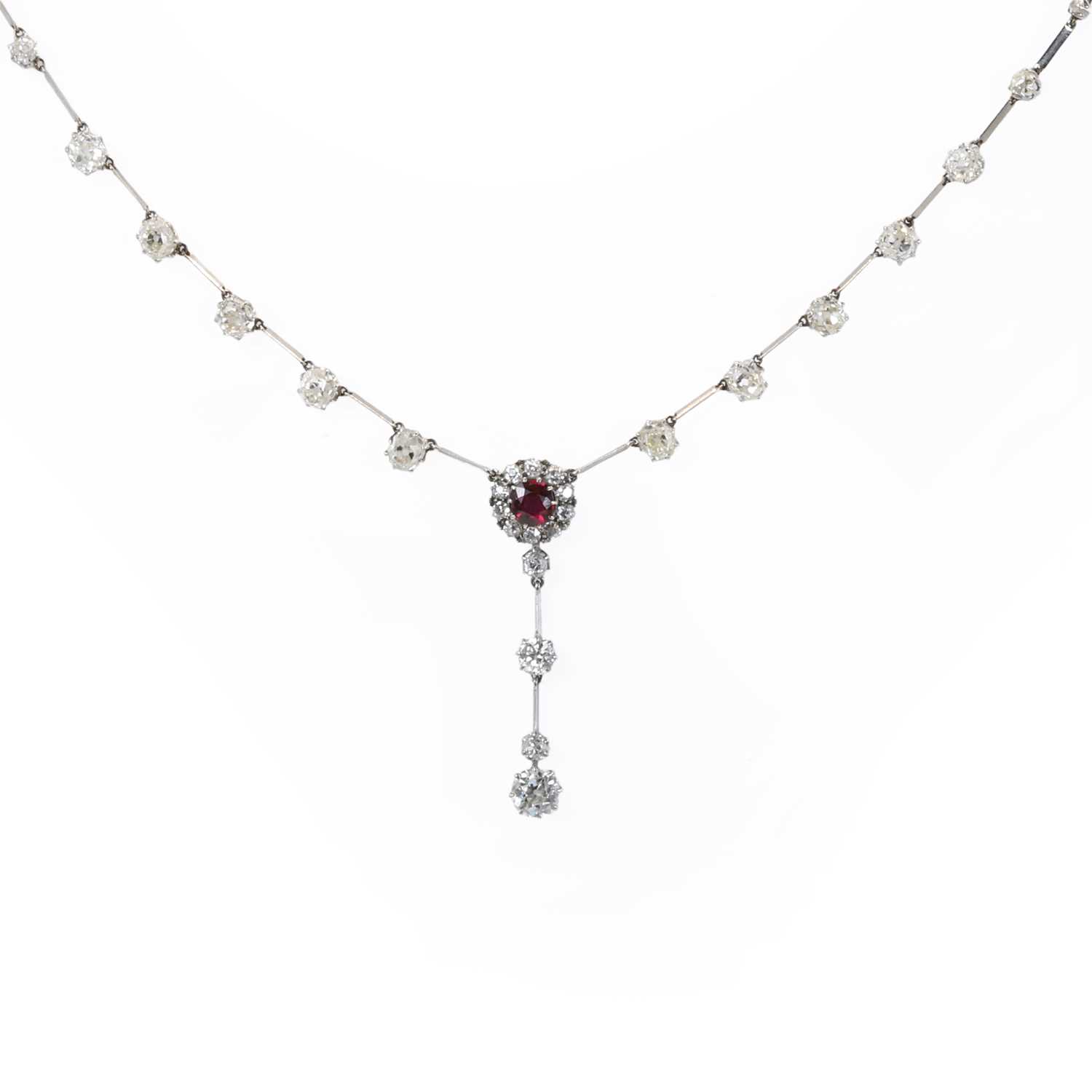 A diamond and ruby necklace, c.1915, - Image 2 of 3
