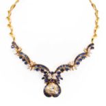 A sapphire and diamond necklace,