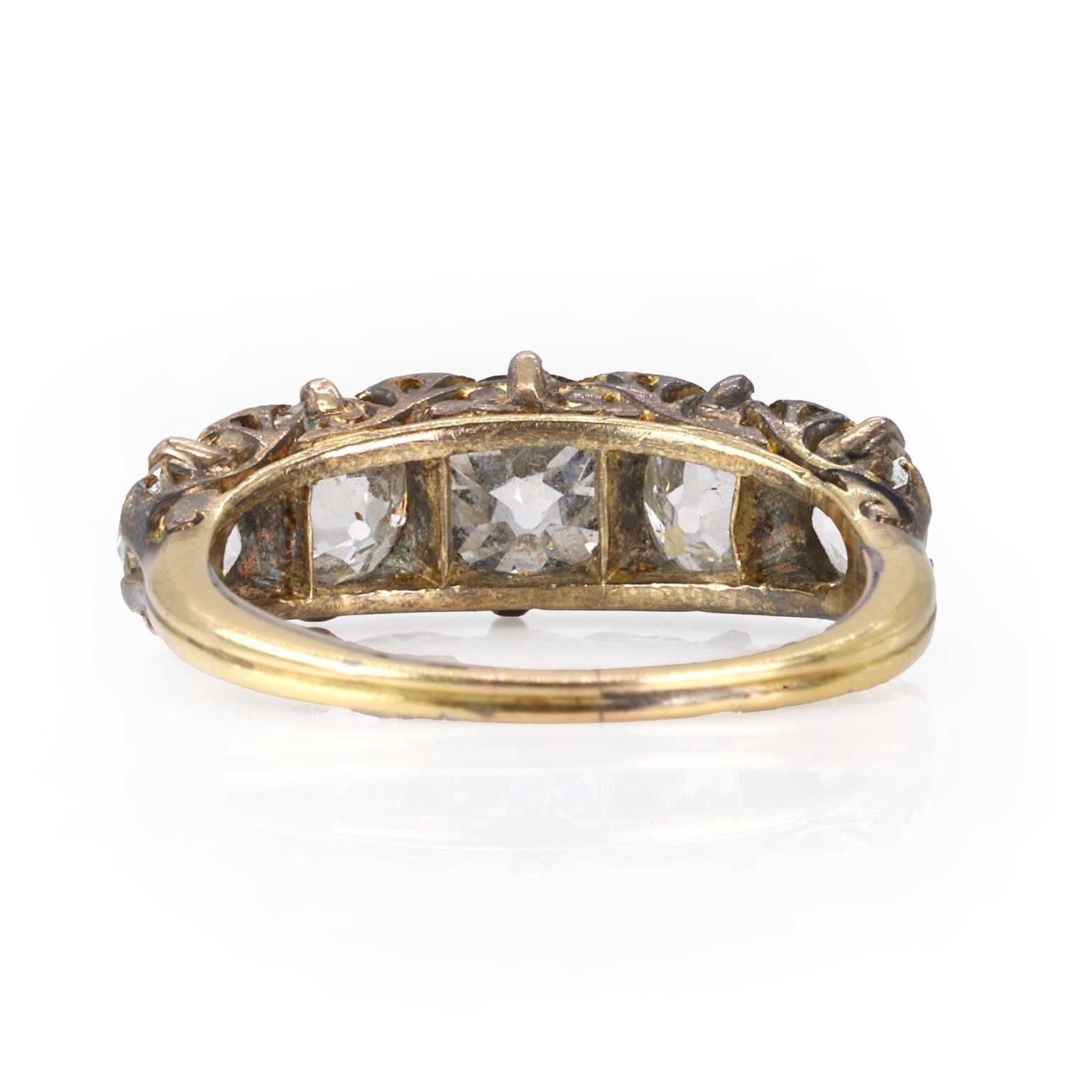 A late Victorian five stone diamond ring, - Image 2 of 3