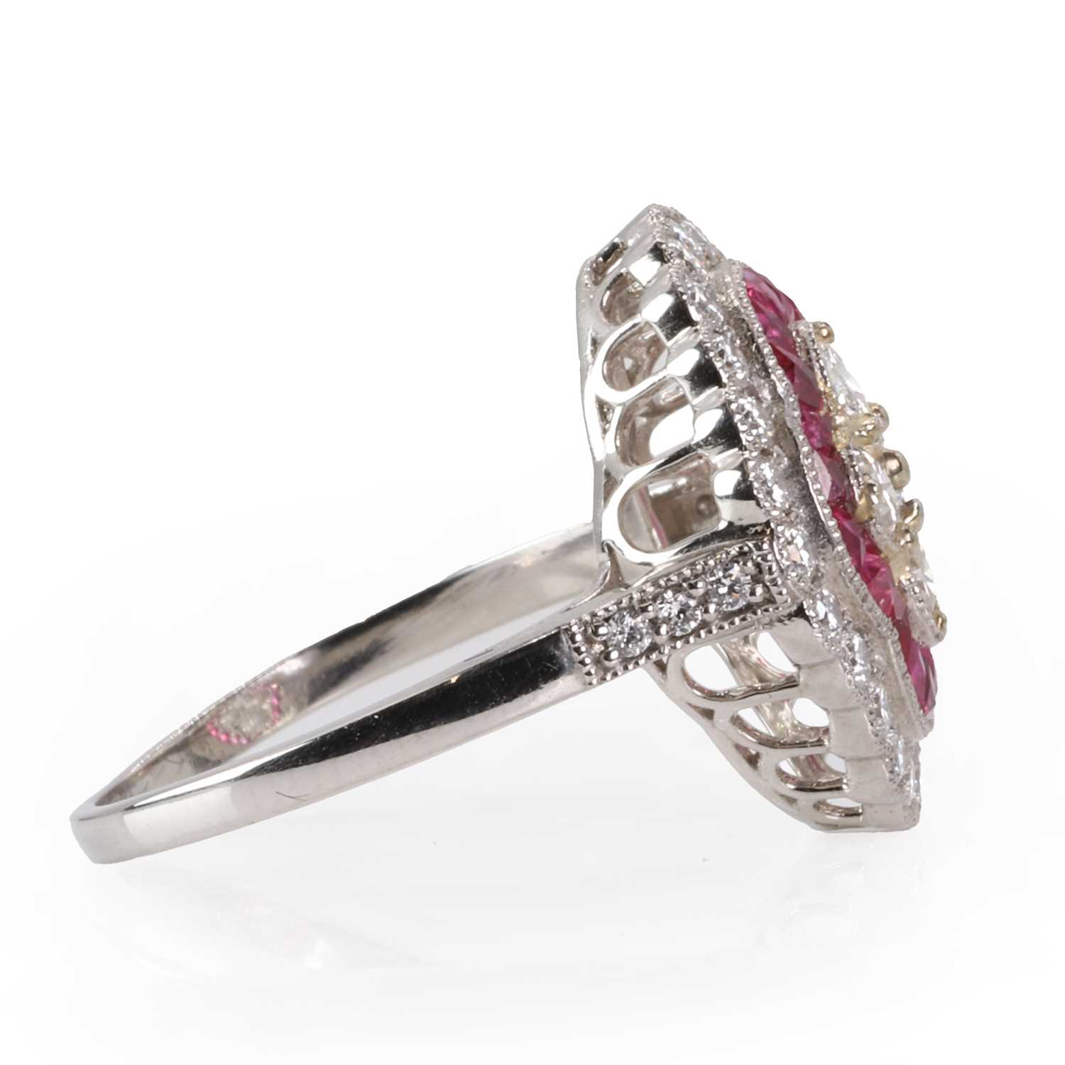 A ruby and diamond quatrefoil cluster ring, - Image 3 of 3