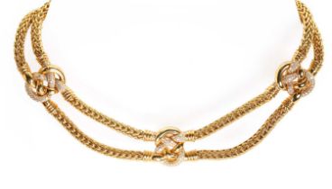 An 18ct gold and diamond necklace, by Asprey,
