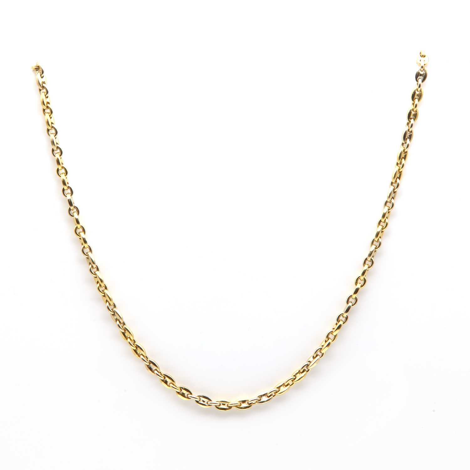 An 18ct two colour gold anchor link chain, by Cartier,