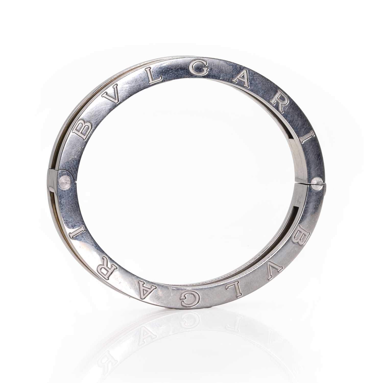 A stainless steel and 18ct gold B.Zero1 bangle, by Bulgari,