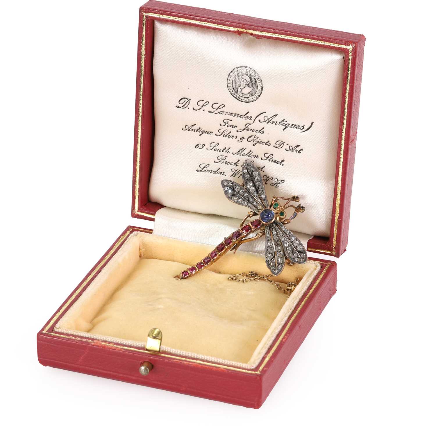 A diamond and gemstone set dragonfly brooch, c.1890, - Image 3 of 4
