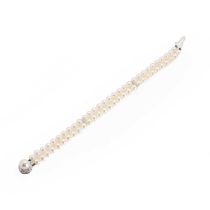 A two row uniform cultured pearl bracelet,