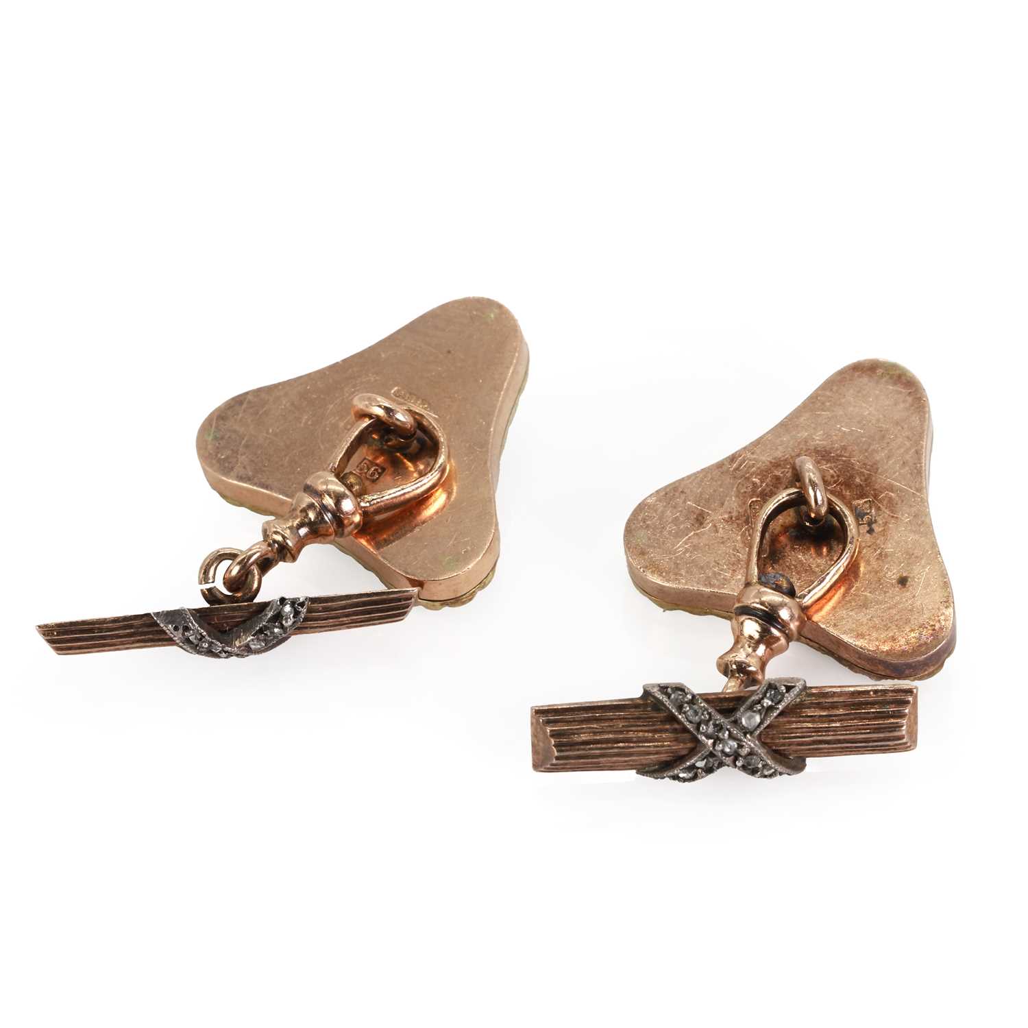 A pair of two-colour gold cufflinks by Fabergé, c.1880-1913, - Image 2 of 2