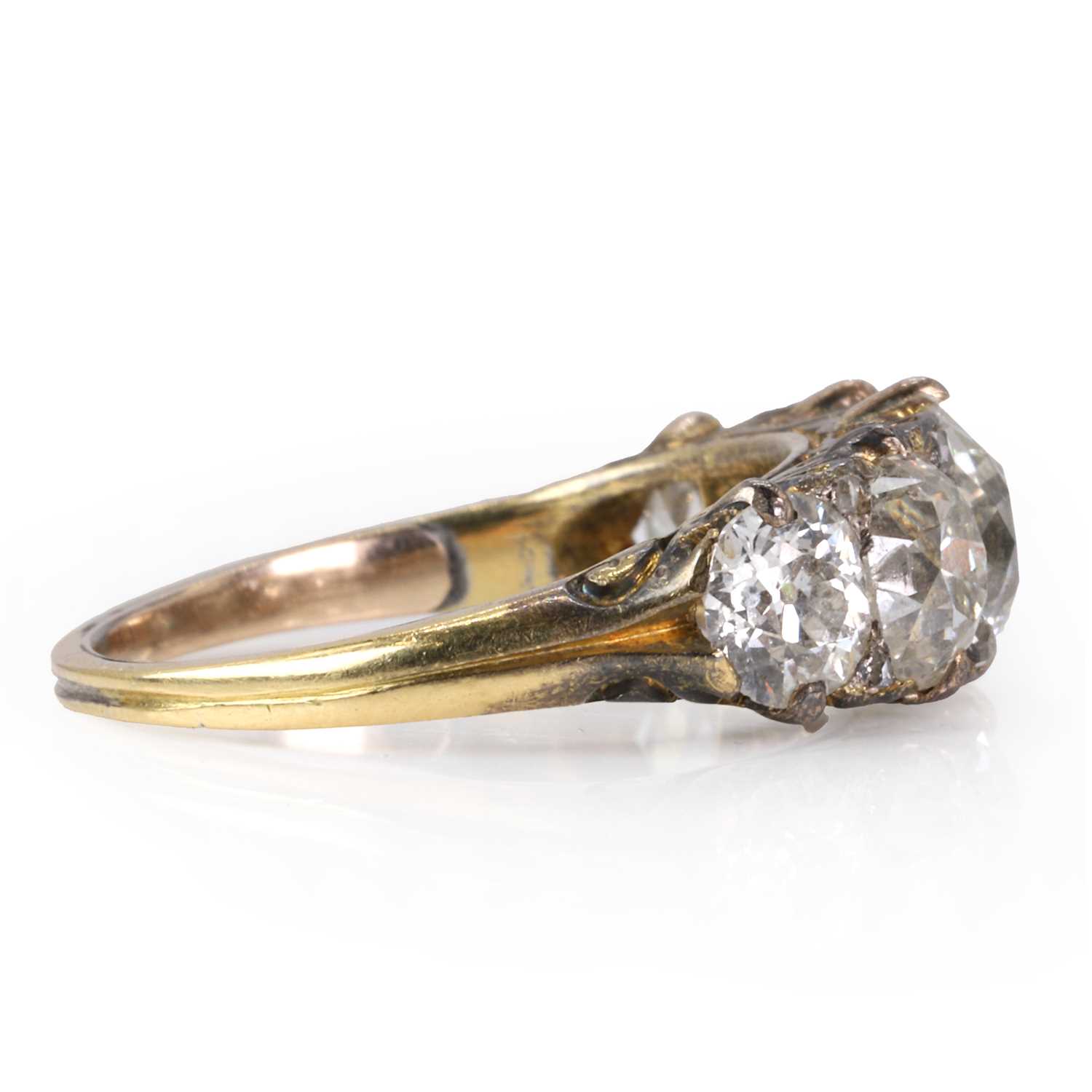 A late Victorian five stone diamond ring, - Image 3 of 3
