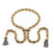 An 18ct gold rope twist sautoir necklace,