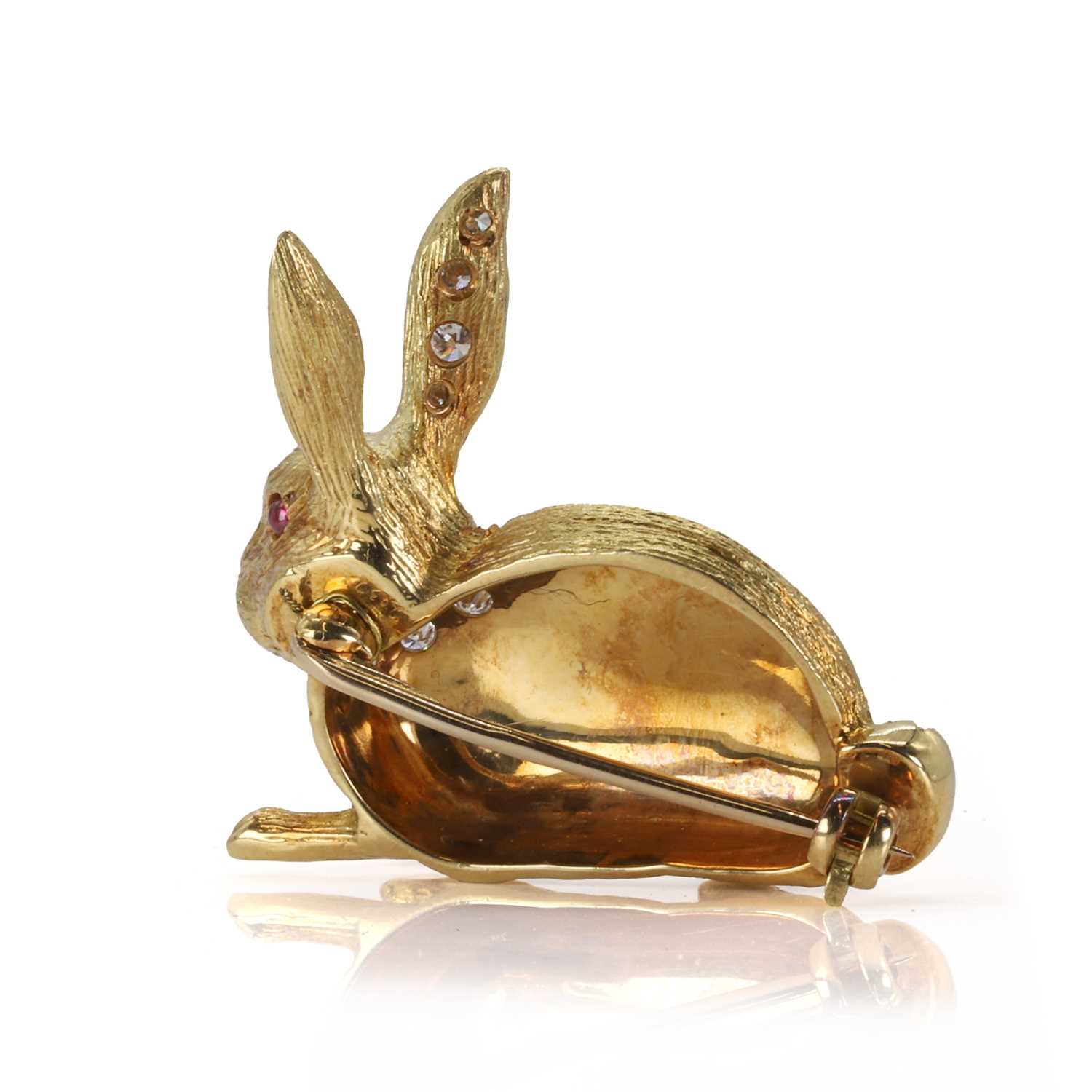 An 18ct gold ruby and diamond rabbit brooch, - Image 3 of 4