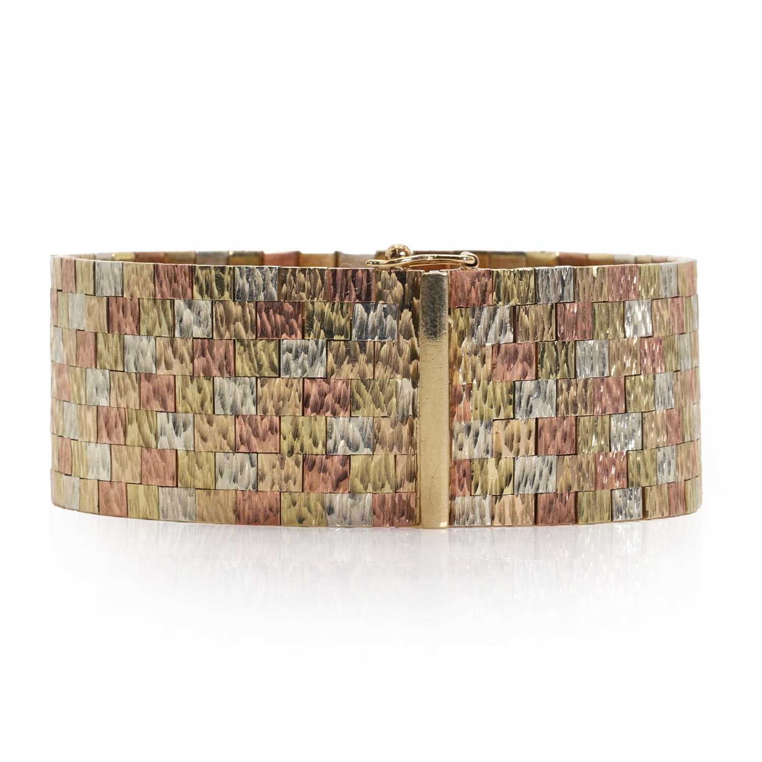 A 9ct tricoloured gold bracelet, - Image 2 of 3