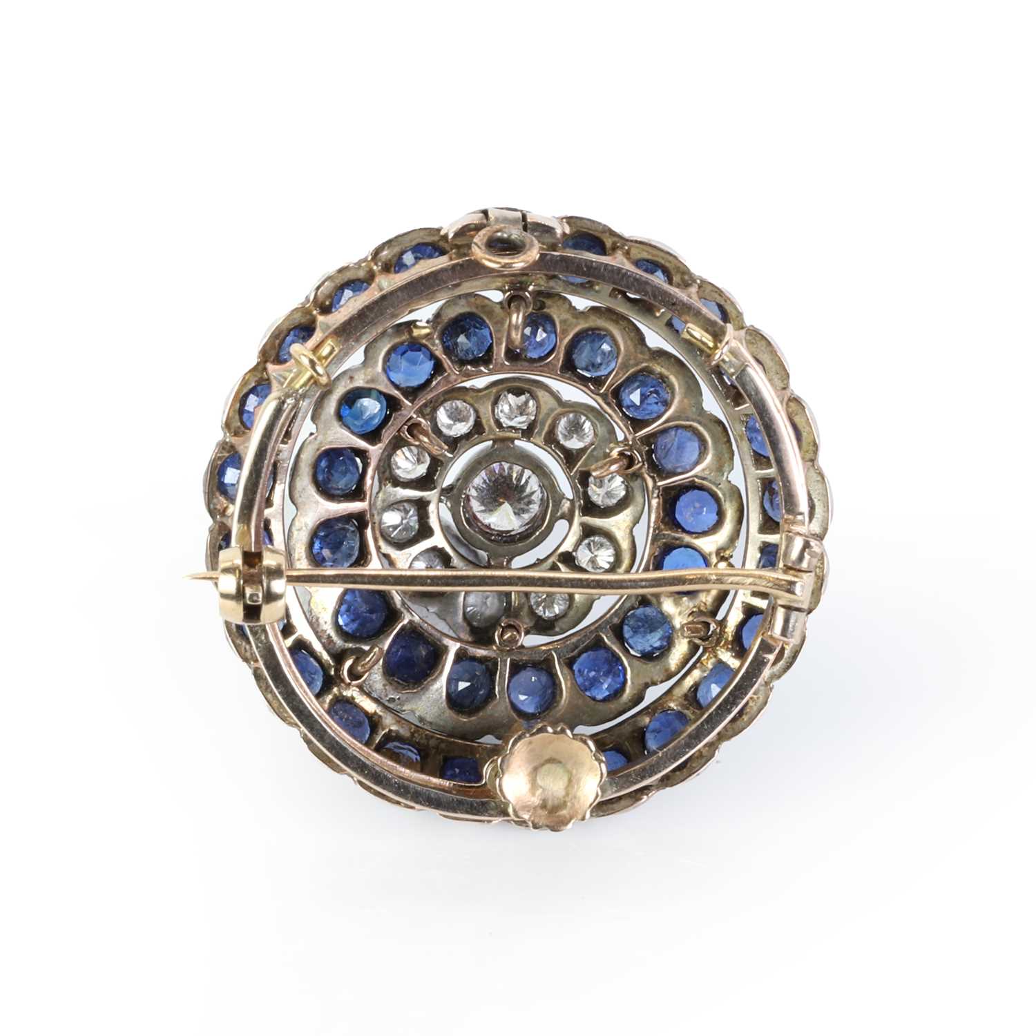 A diamond and sapphire target brooch/pendant, - Image 2 of 2