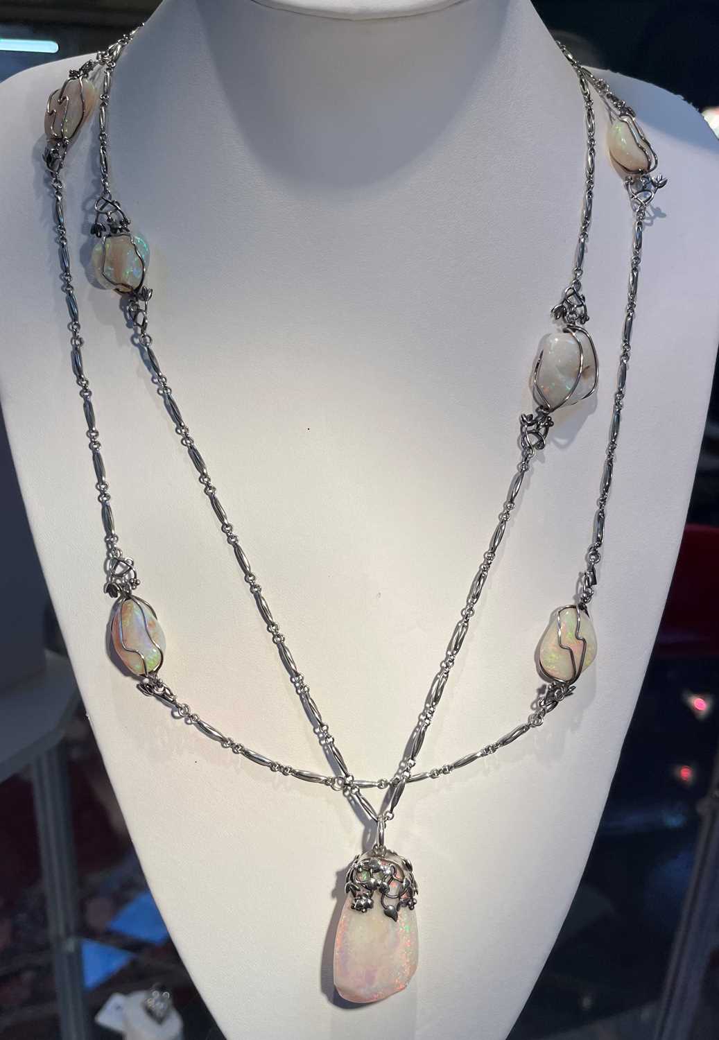 An Arts & Crafts silver and opal necklace, - Image 4 of 8