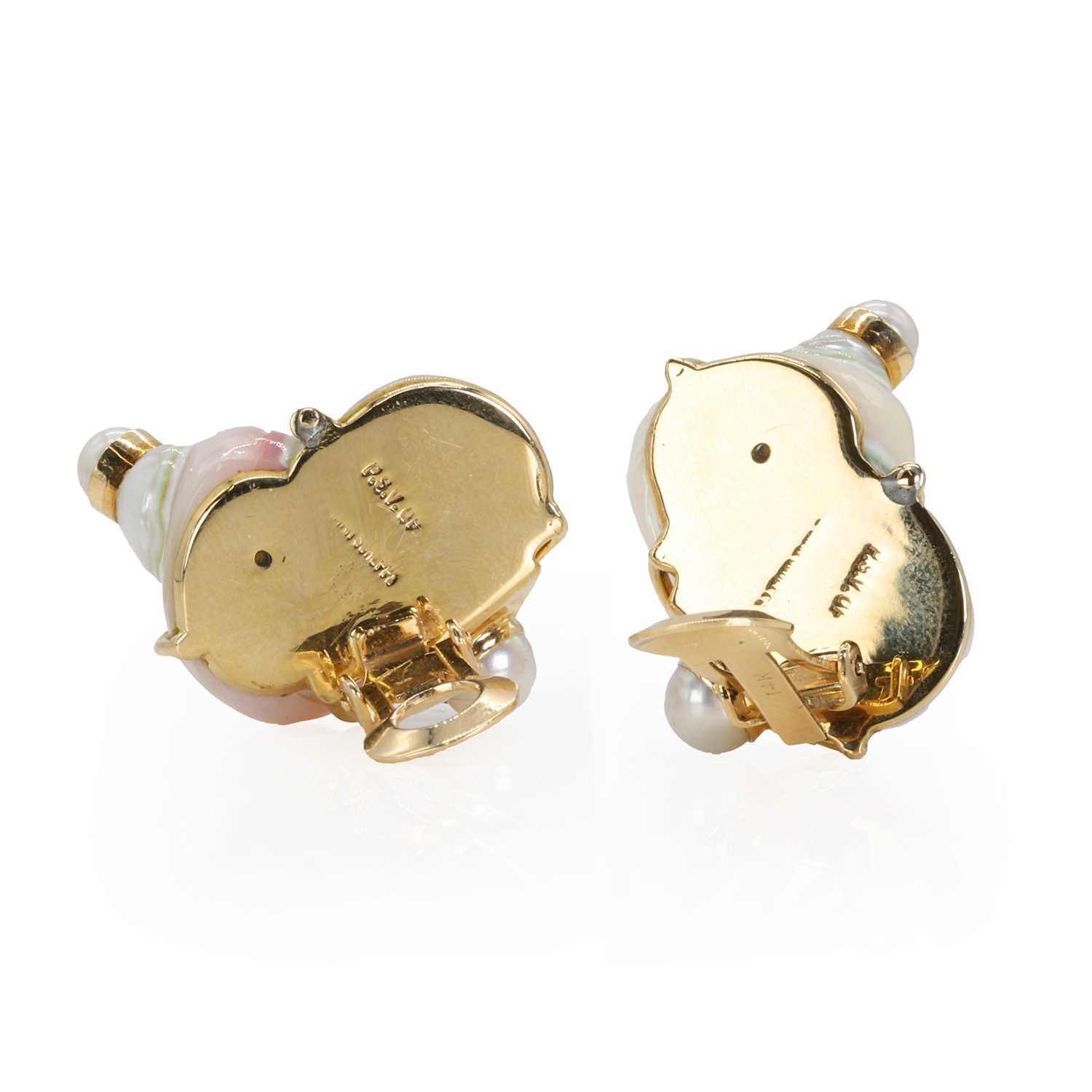 A pair of Turbo Shell clip earrings, by Seaman Schepps, - Image 2 of 5