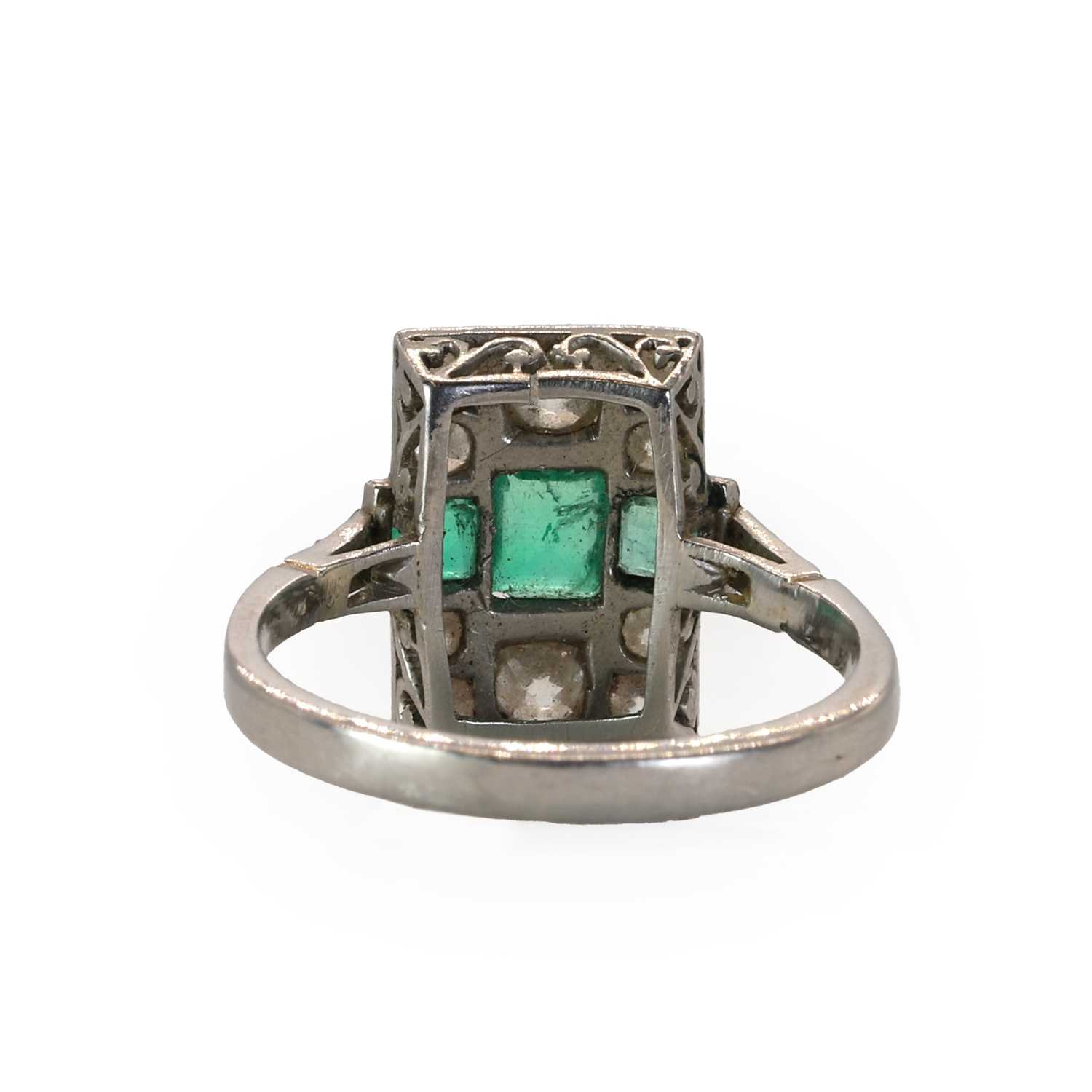 An emerald and diamond panel ring, c.1915, - Image 3 of 3