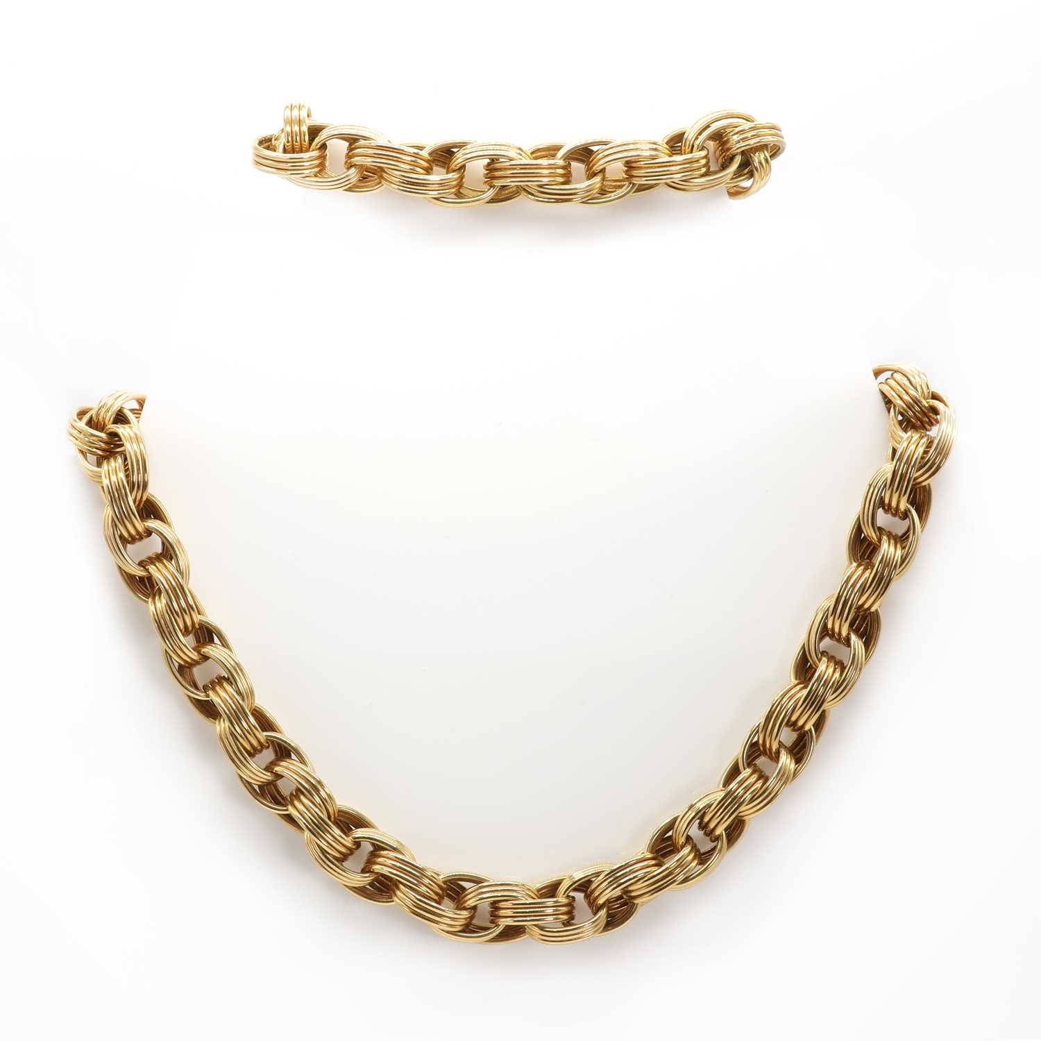 A gold oval link necklace and bracelet suite, by Tiffany & Co., - Image 2 of 4