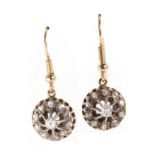A pair of Edwardian diamond cluster drop earrings, c.1900,