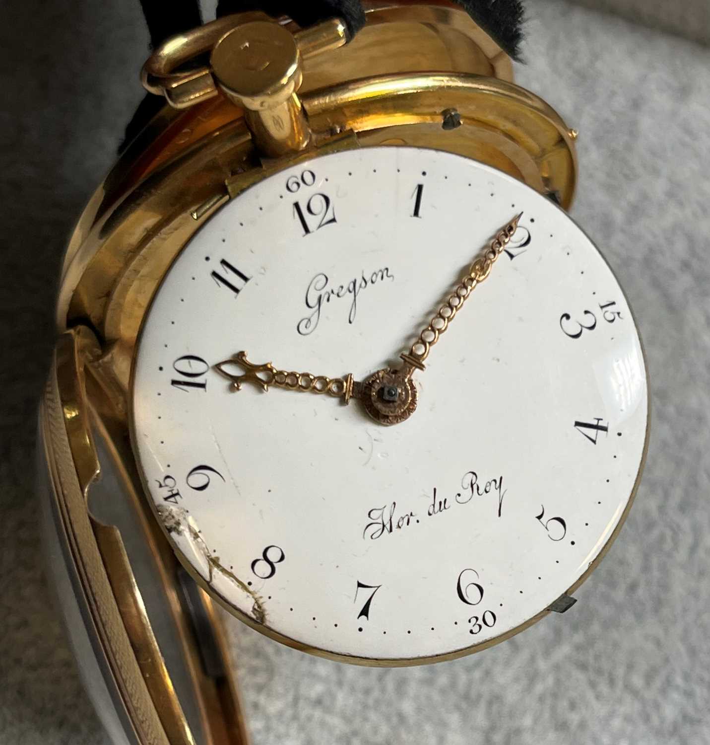 An 18ct gold key wind open faced Gregson verge fusee pocket watch, - Image 2 of 10