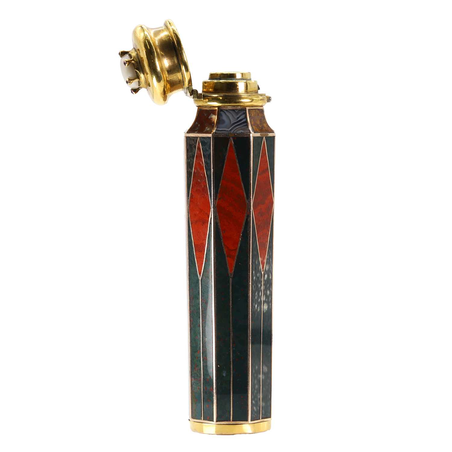 A rolled gold hardstone perfume flask, - Image 5 of 23