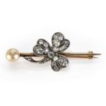 A late Victorian diamond shamrock brooch,