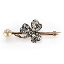 A late Victorian diamond shamrock brooch,