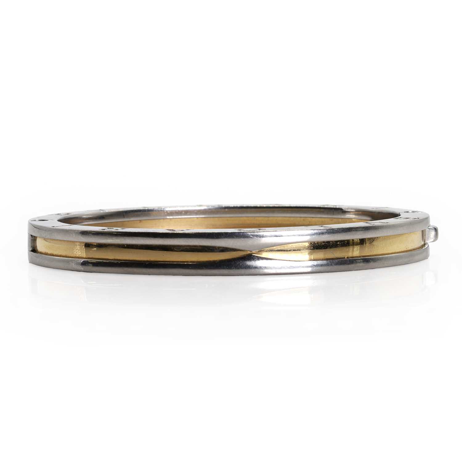 A stainless steel and 18ct gold B.Zero1 bangle, by Bulgari, - Image 4 of 4