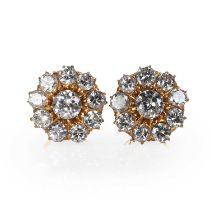 A pair of diamond cluster earrings,