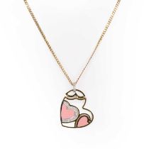 A diamond and enamel open heart pendant, by Roberto Coin,