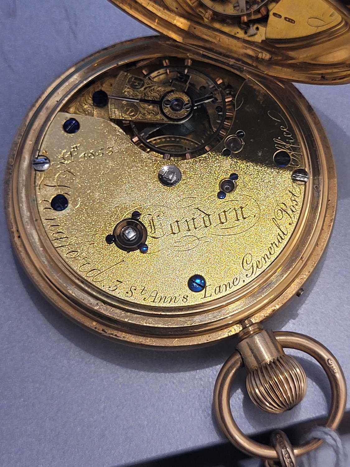 An 18ct gold side wind half hunter pocket watch, by Langford, - Image 4 of 5