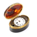 A tortoiseshell cased table timepiece,
