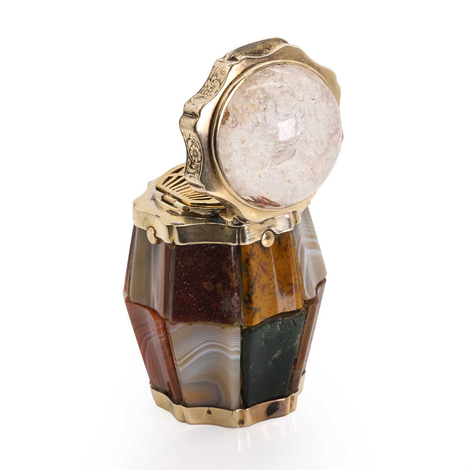 A Scottish Victorian silver gilt agate vinaigrette, - Image 4 of 4