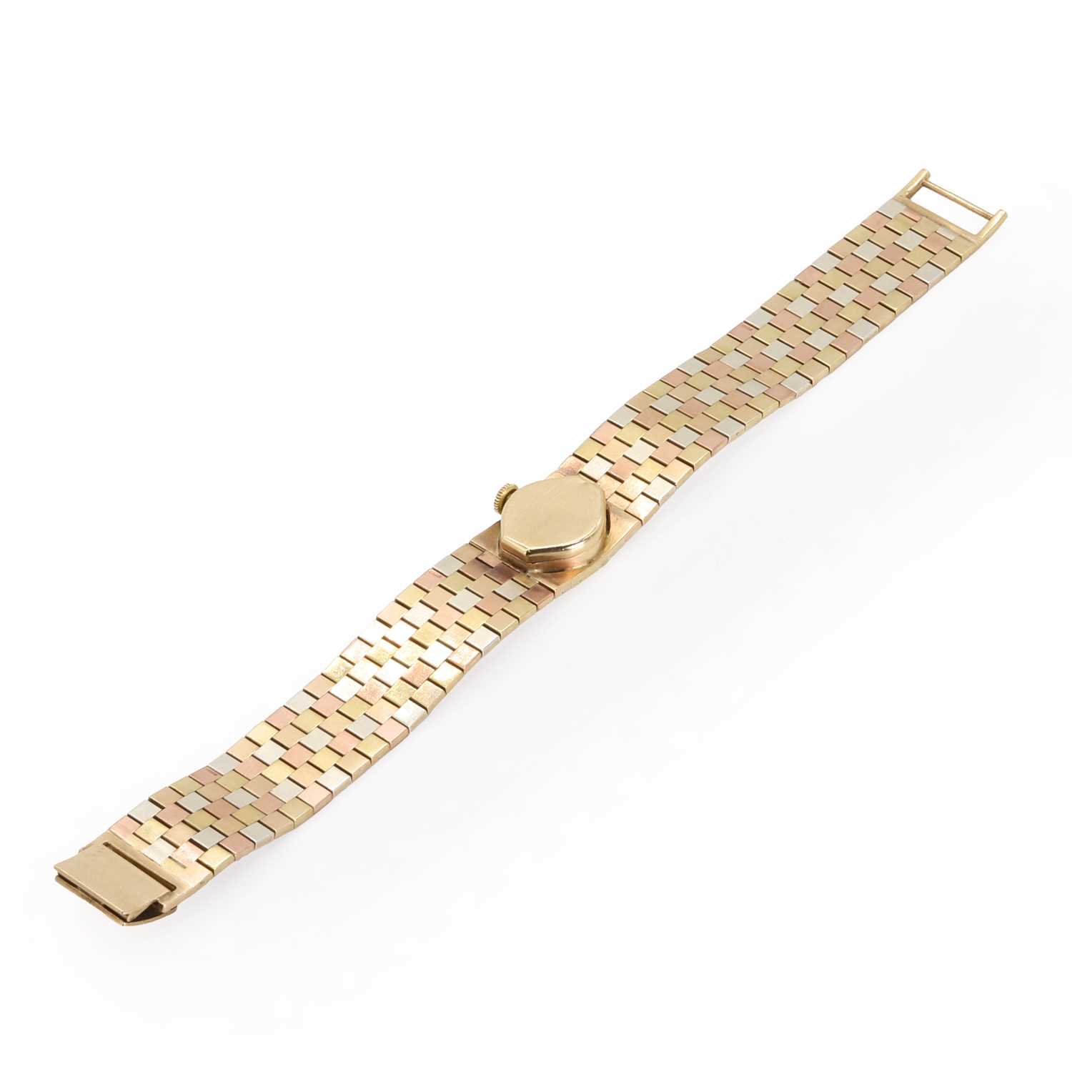 A 9ct tricolour gold bracelet watch, c.1968, - Image 3 of 3