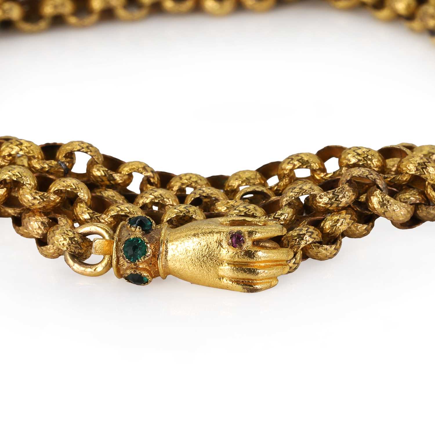 An antique gilt metal guard chain, - Image 2 of 2