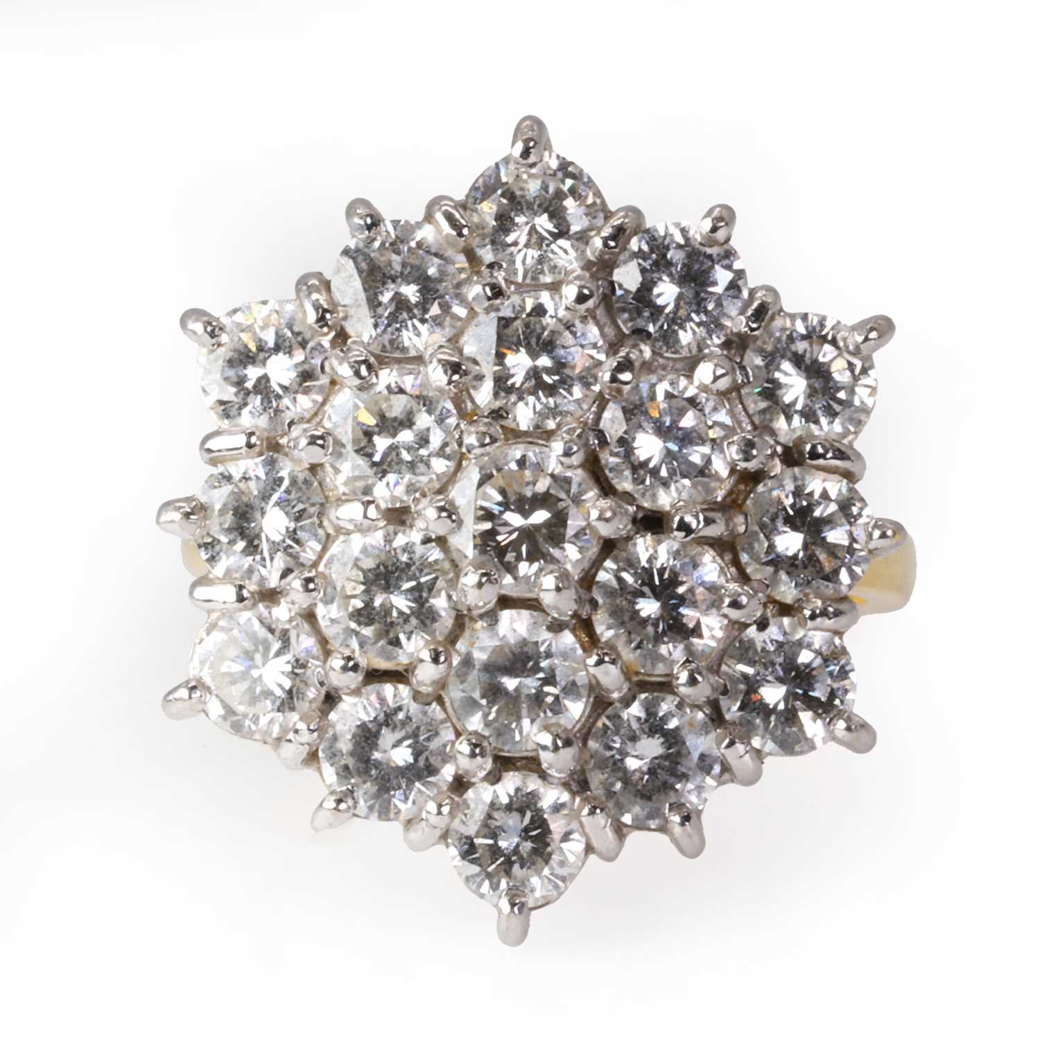 An 18ct gold diamond cluster ring, - Image 3 of 5