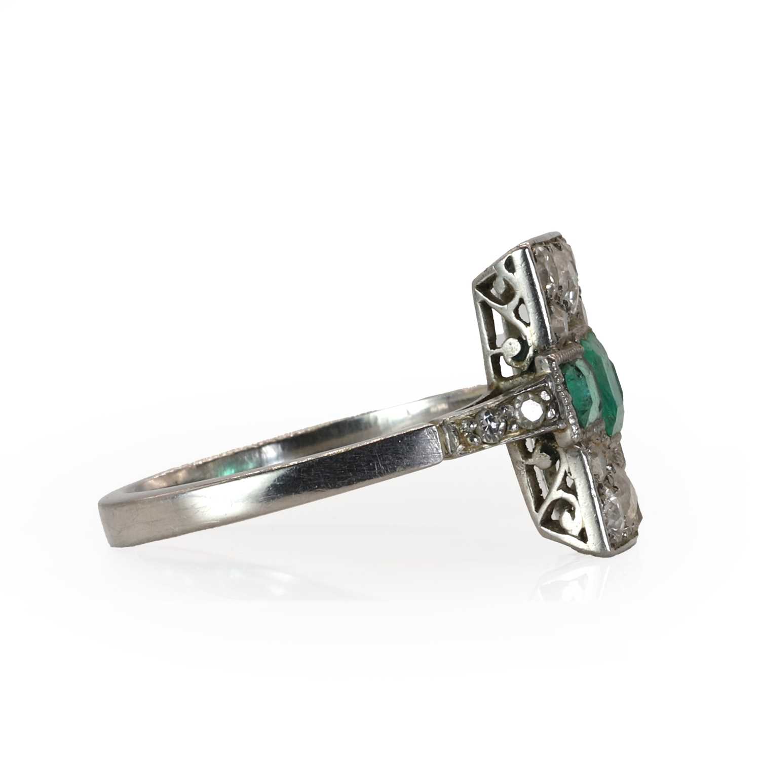 An emerald and diamond panel ring, c.1915, - Image 2 of 3