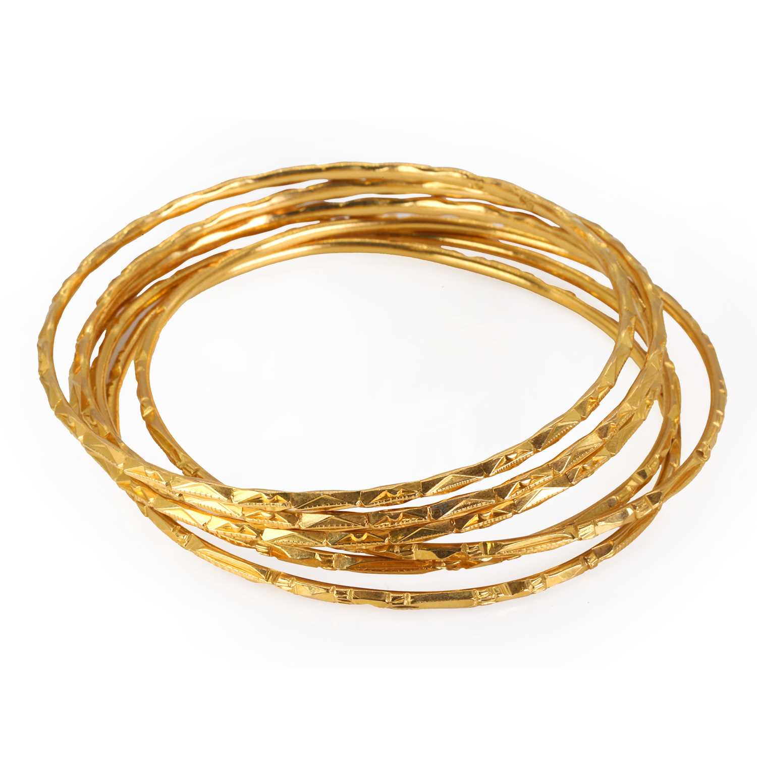 A group of six high carat gold bangles, - Image 3 of 3