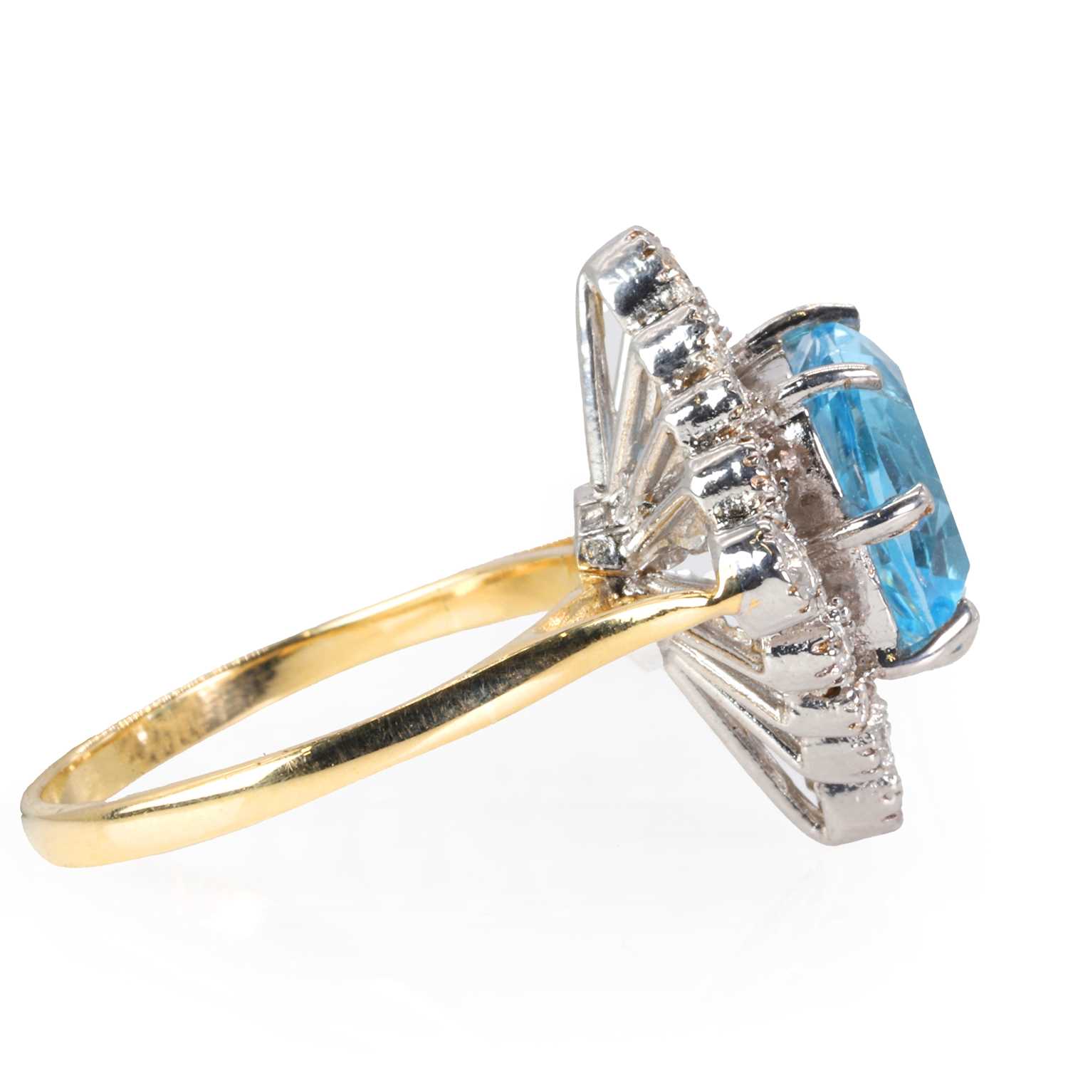 A 9ct two colour gold, blue topaz and diamond ring, - Image 4 of 4