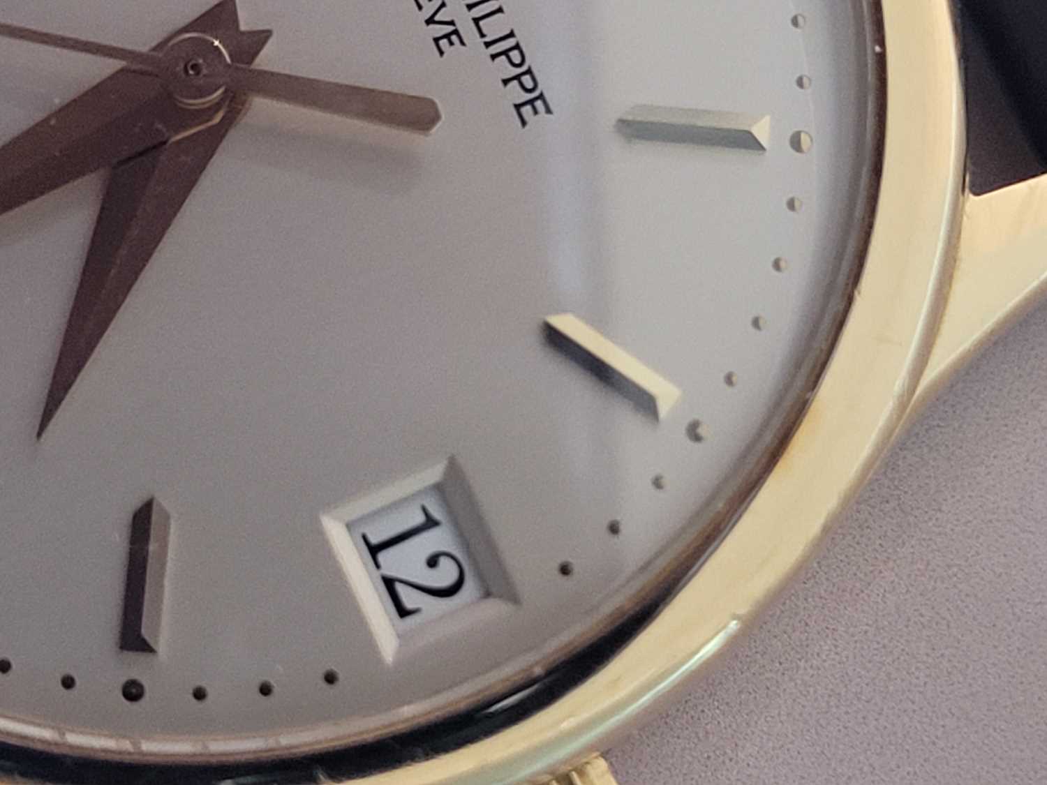 A gentlemen’s 18ct gold Patek Philippe Calatrava automatic strap watch, - Image 7 of 7