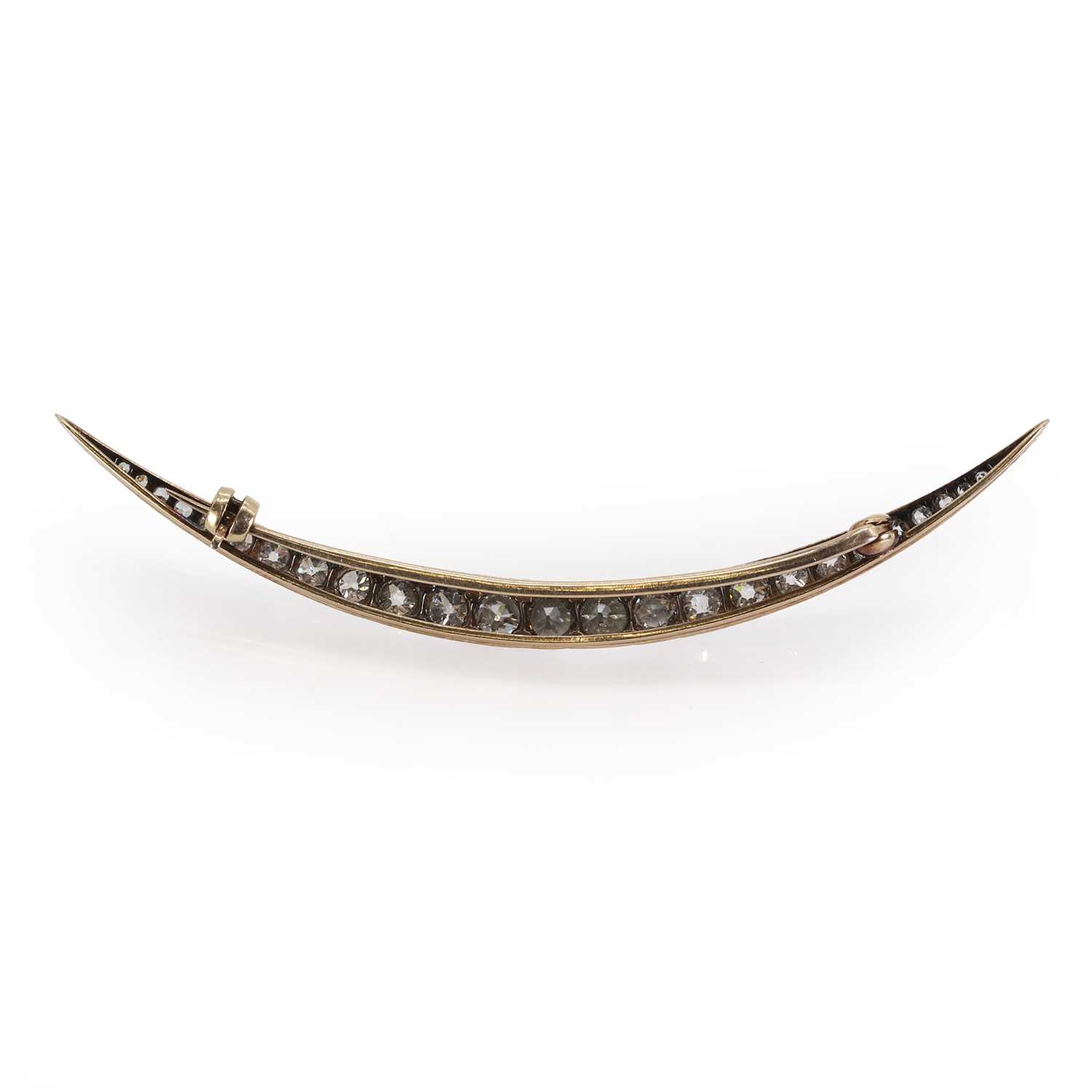 A Victorian diamond crescent brooch, - Image 2 of 2