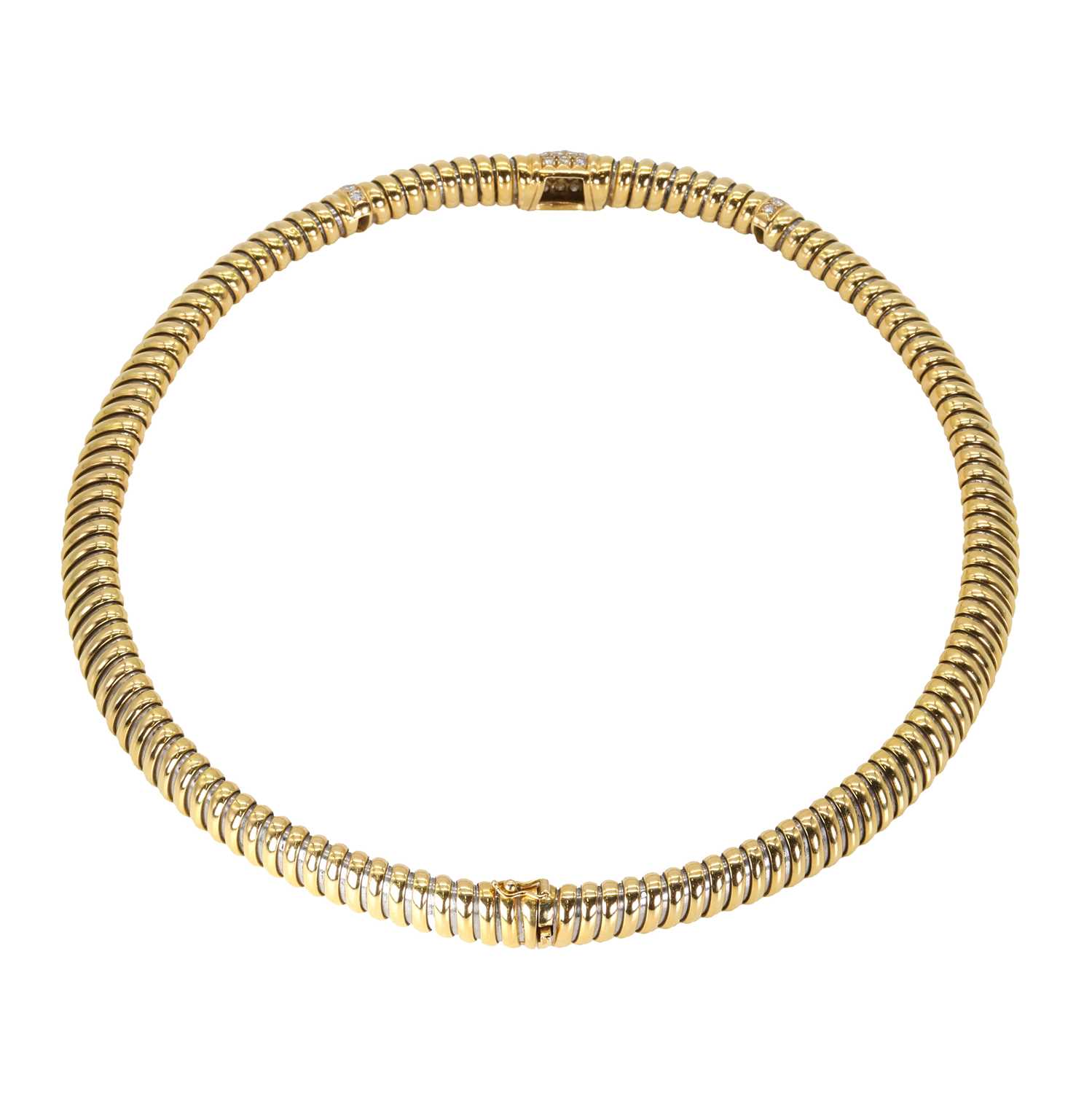 A two-colour diamond Cartier Tubogas collar necklace, - Image 2 of 3