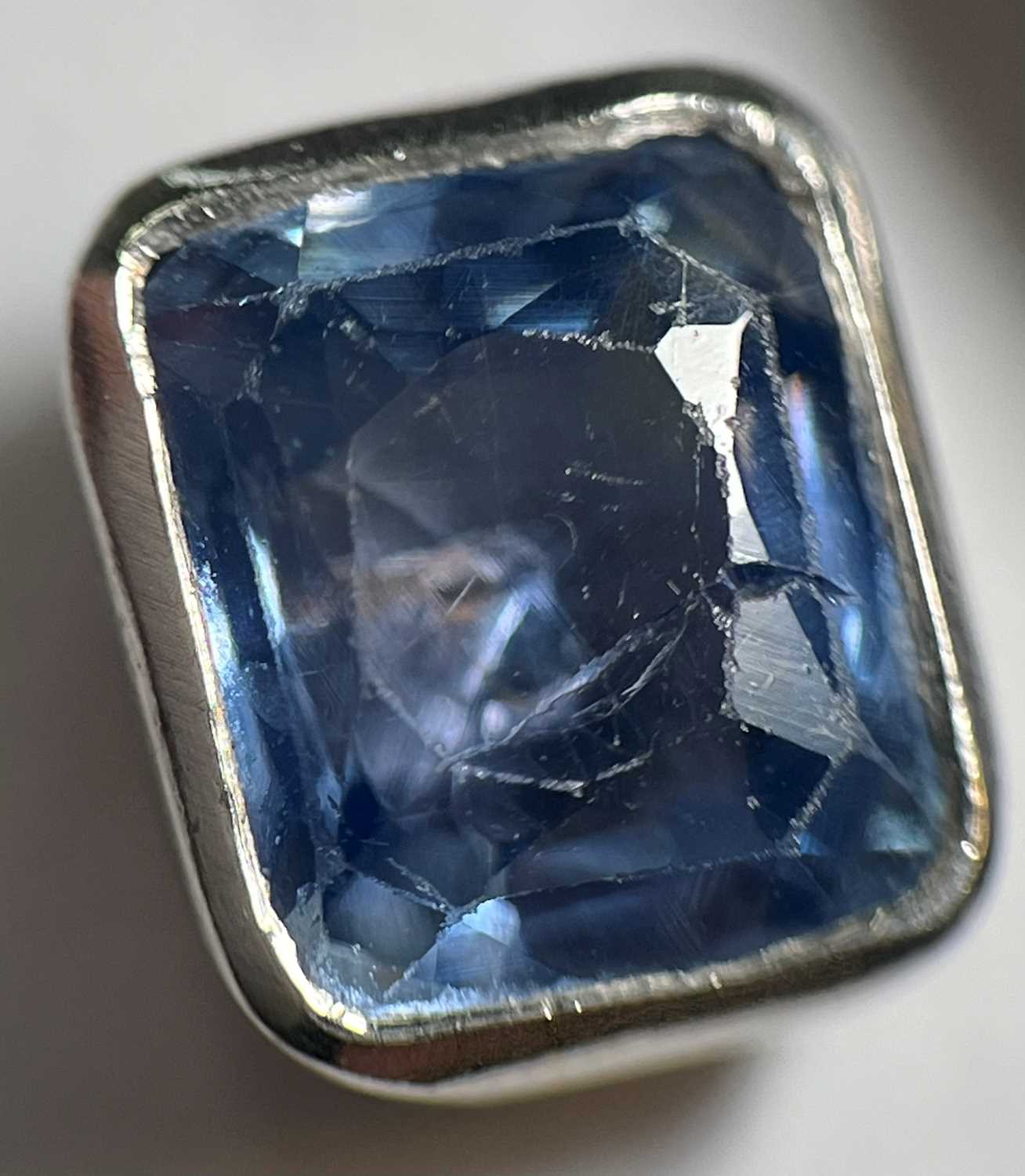 A pair of single stone cornflower blue sapphire stud earrings, - Image 5 of 7