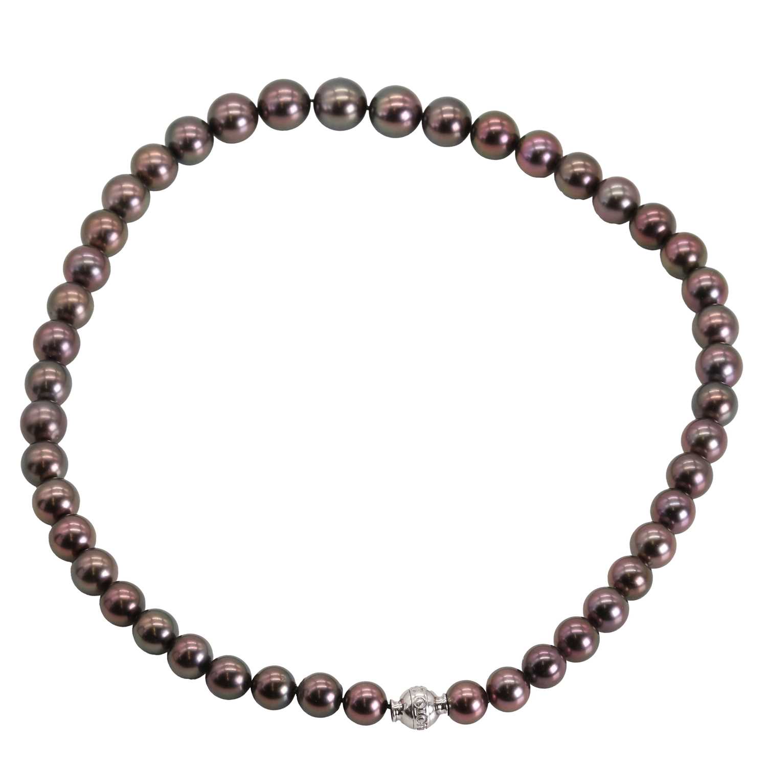 A single row graduated black South Sea pearl necklace, by Mikimoto, - Image 3 of 3