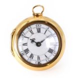 A Georgian 18ct gold pair cased verge fusee pocket watch,